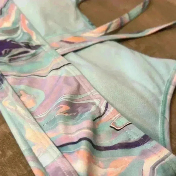 Athleta Girl Racer Back Sports Bra Marble Swirl Size XXL 16 Athletic Sports Yoga - Picture 3 of 5